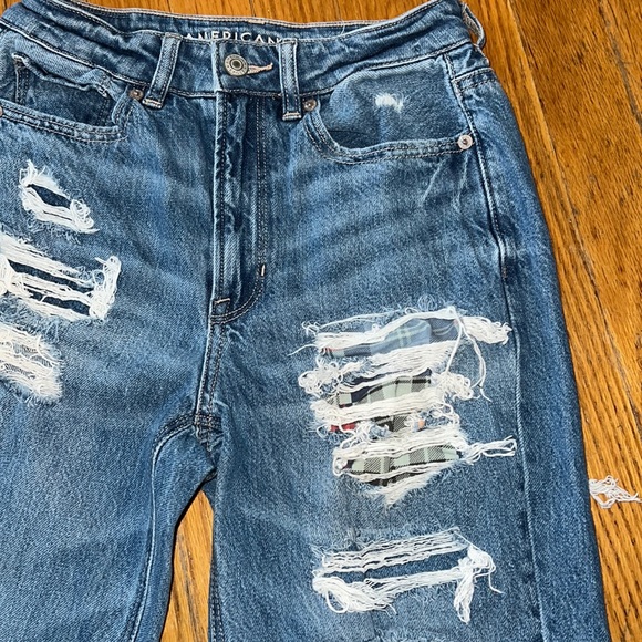 American Eagle Plaid Distressed Jeans - Picture 1 of 3